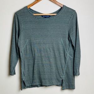 FRENCH CONNECTION Olive Striped Tshirt, XS